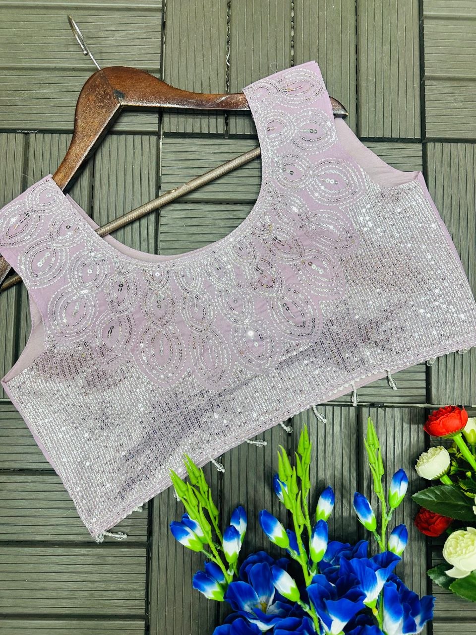 *New Super Trending Embroidery Sequence work ready to wear saree with Embroidery Blouse*