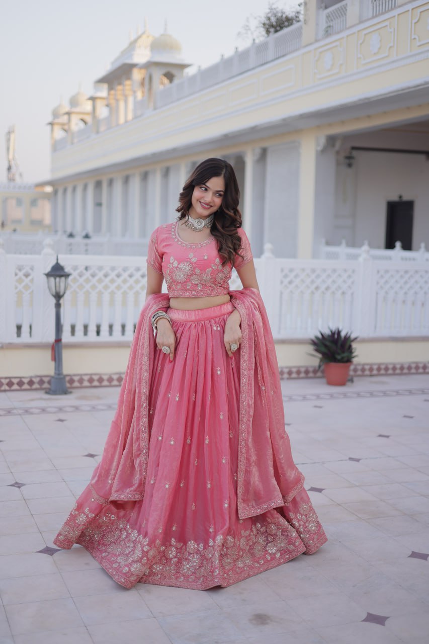 Pink Embroidered Lehenga Choli for Women with Dupatta | Designer Wedding & Festive Wear Lehenga Set