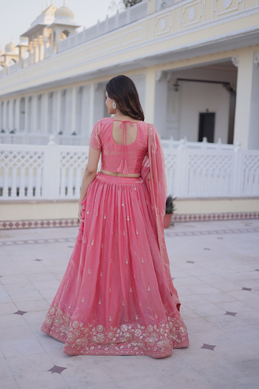 Pink Embroidered Lehenga Choli for Women with Dupatta | Designer Wedding & Festive Wear Lehenga Set