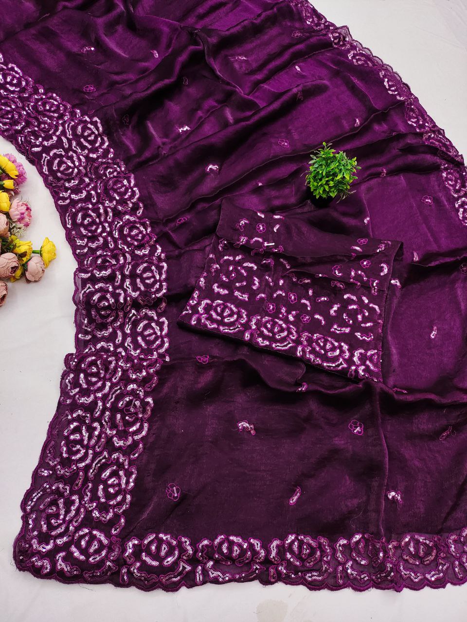 Classic Black Party Wear Saree with Subtle Embroidery Work