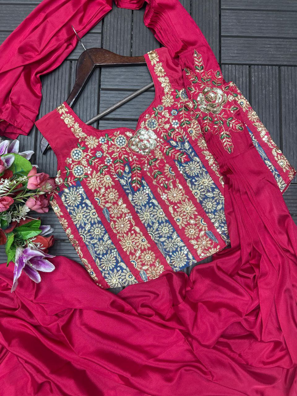 Luxury Party Wear Saree with Multi-Design Embroidered Blouse