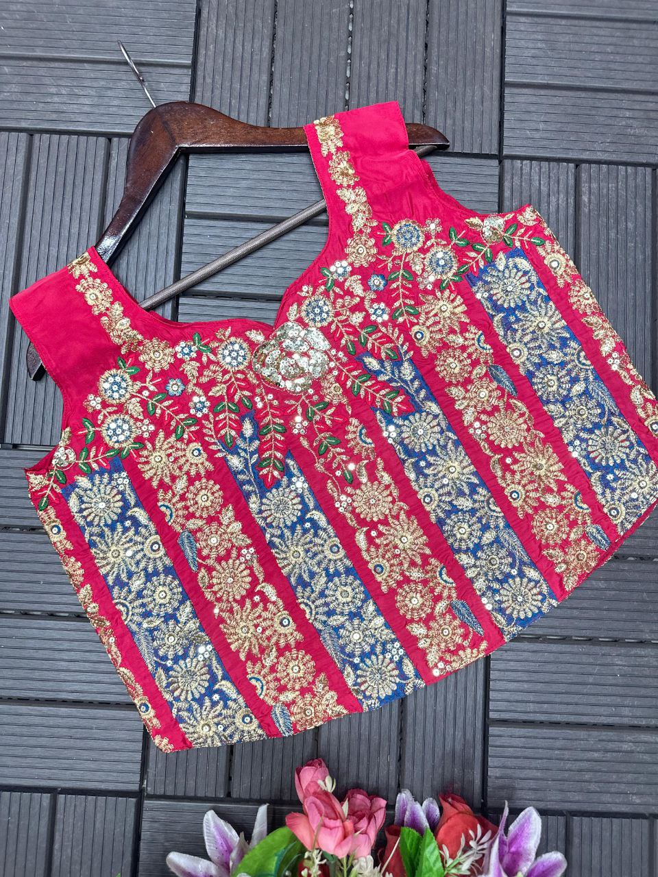 Luxury Party Wear Saree with Multi-Design Embroidered Blouse