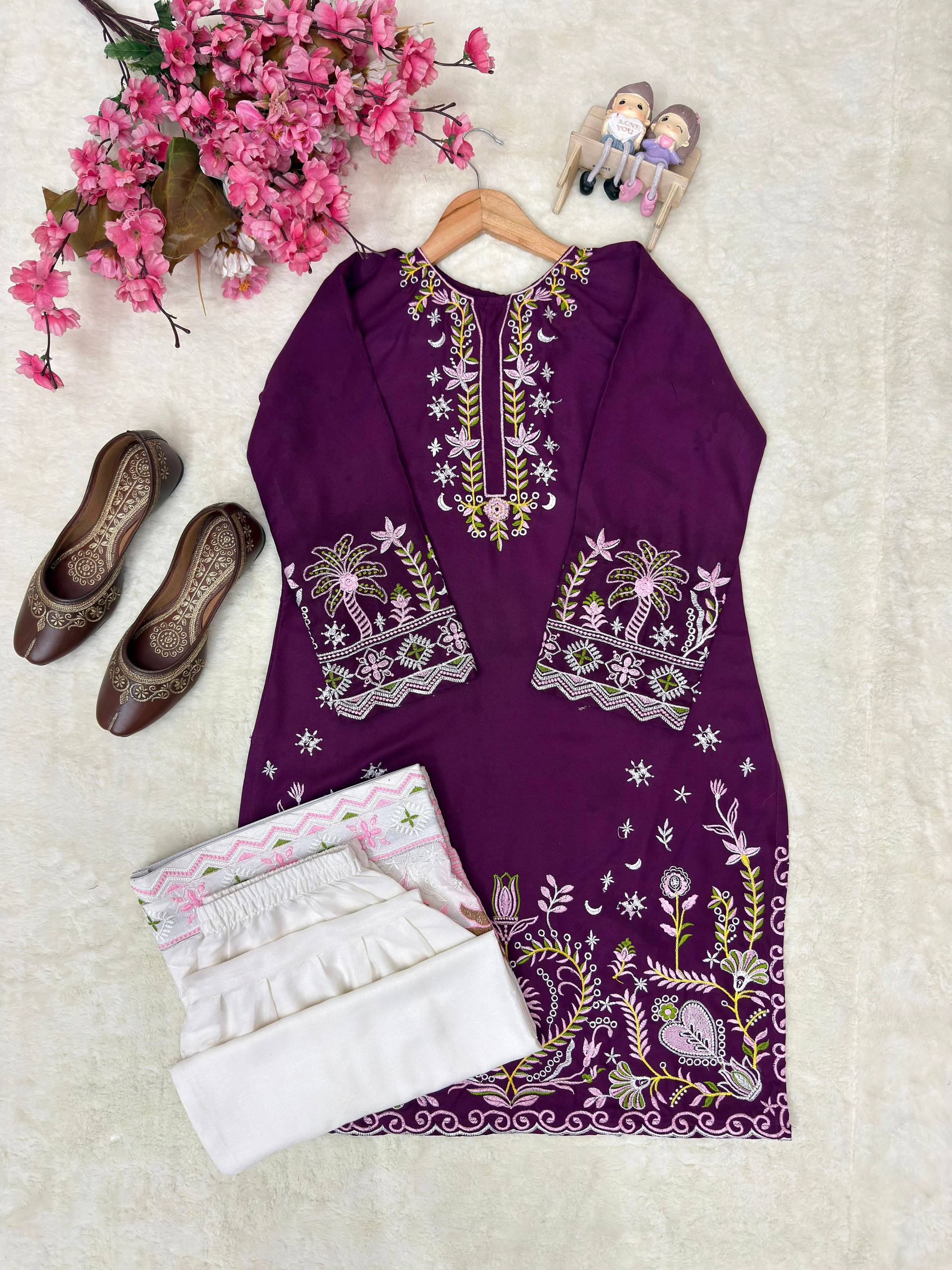 Women's Premium Embroidered Kurti Harem Pant Set | Designer Ethnic Co-Ord Set | Party, Festive & Casual Wear