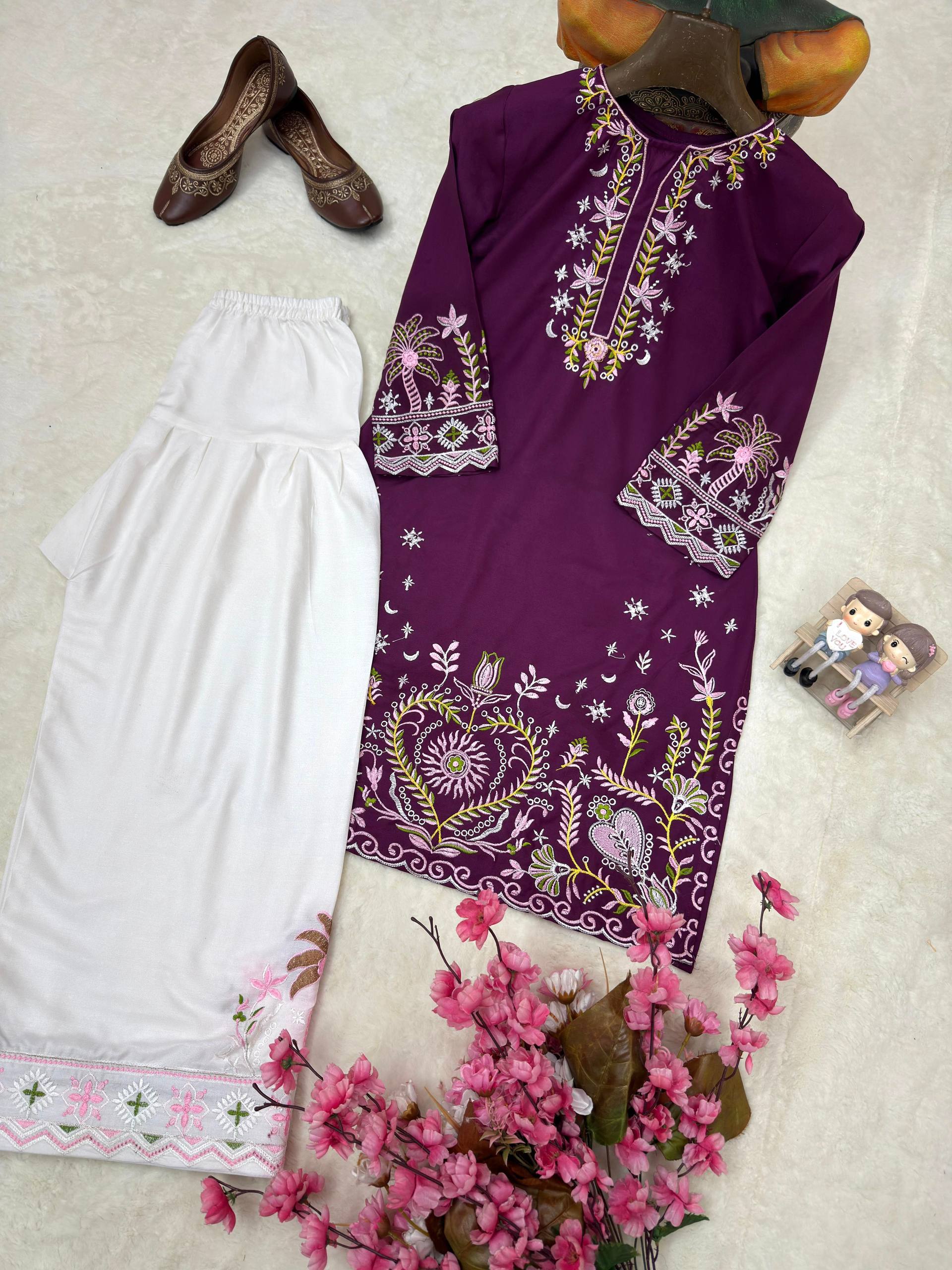 Women's Premium Embroidered Kurti Harem Pant Set | Designer Ethnic Co-Ord Set | Party, Festive & Casual Wear