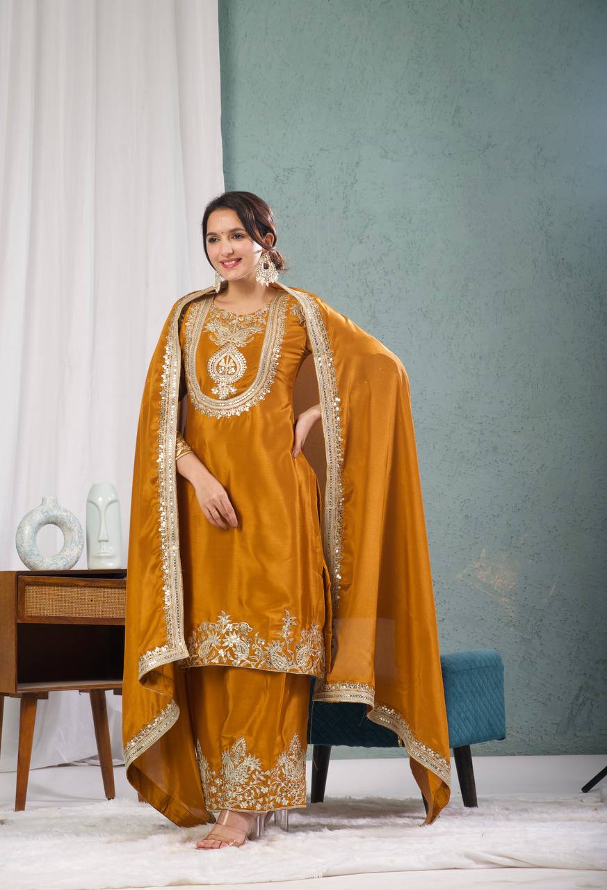 Designer Kurti Pant Set with Dupatta for Women | Embroidered Festive & Party Wear Ethnic Suit Collection