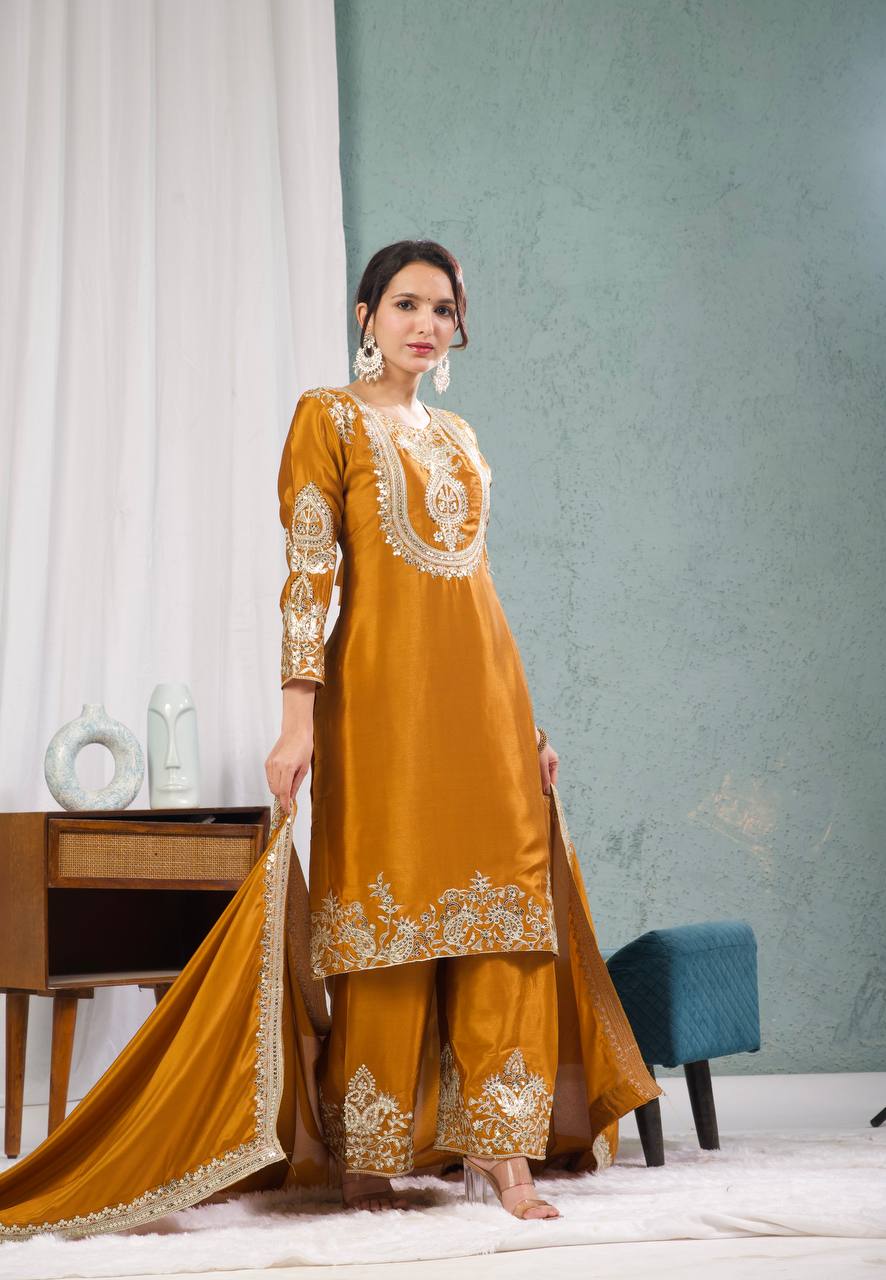 Designer Kurti Pant Set with Dupatta for Women | Embroidered Festive & Party Wear Ethnic Suit Collection