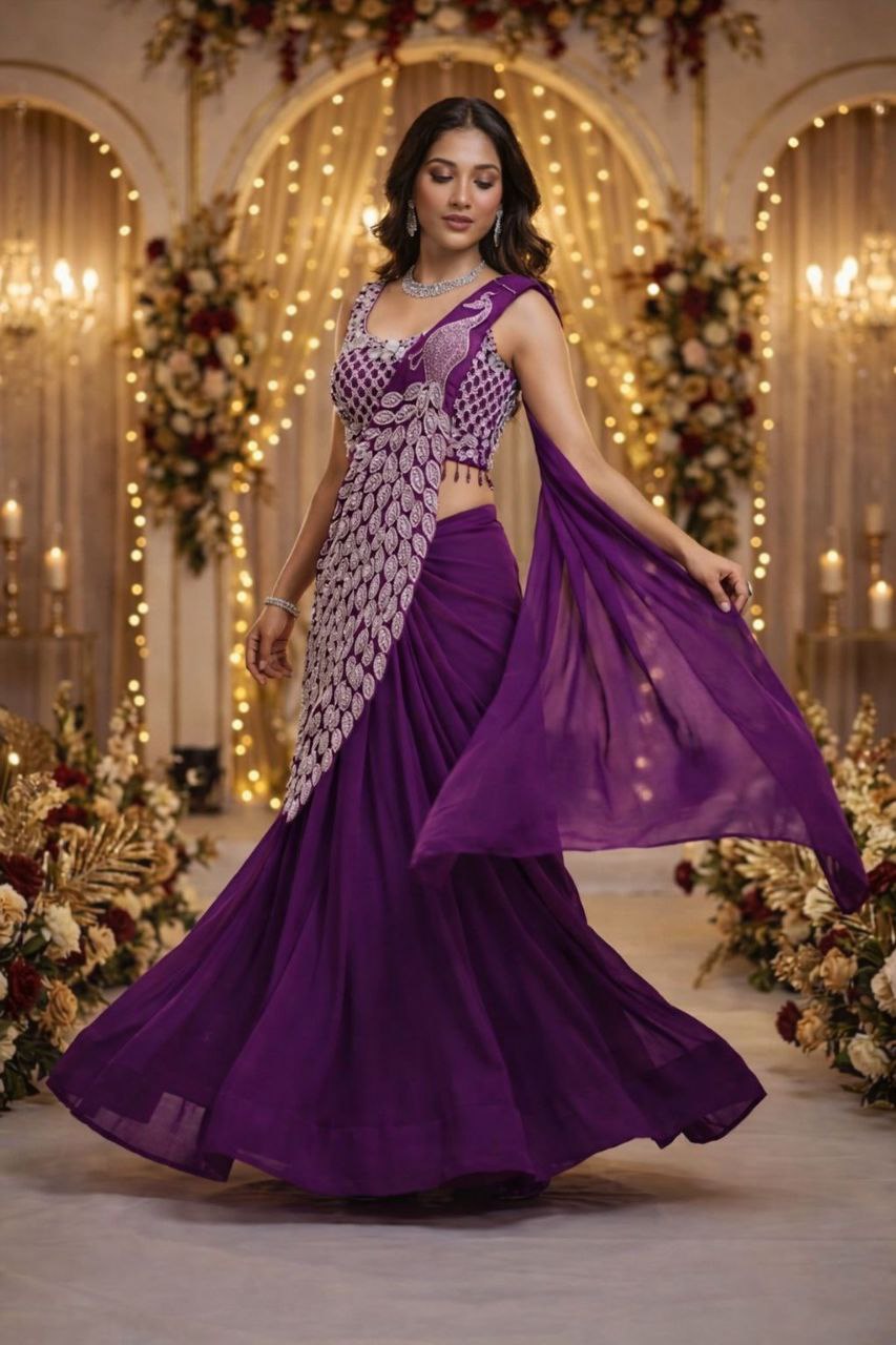 Premium Designer Ready-To-Wear Saree Collection with Heavy Mirror Work Blouse