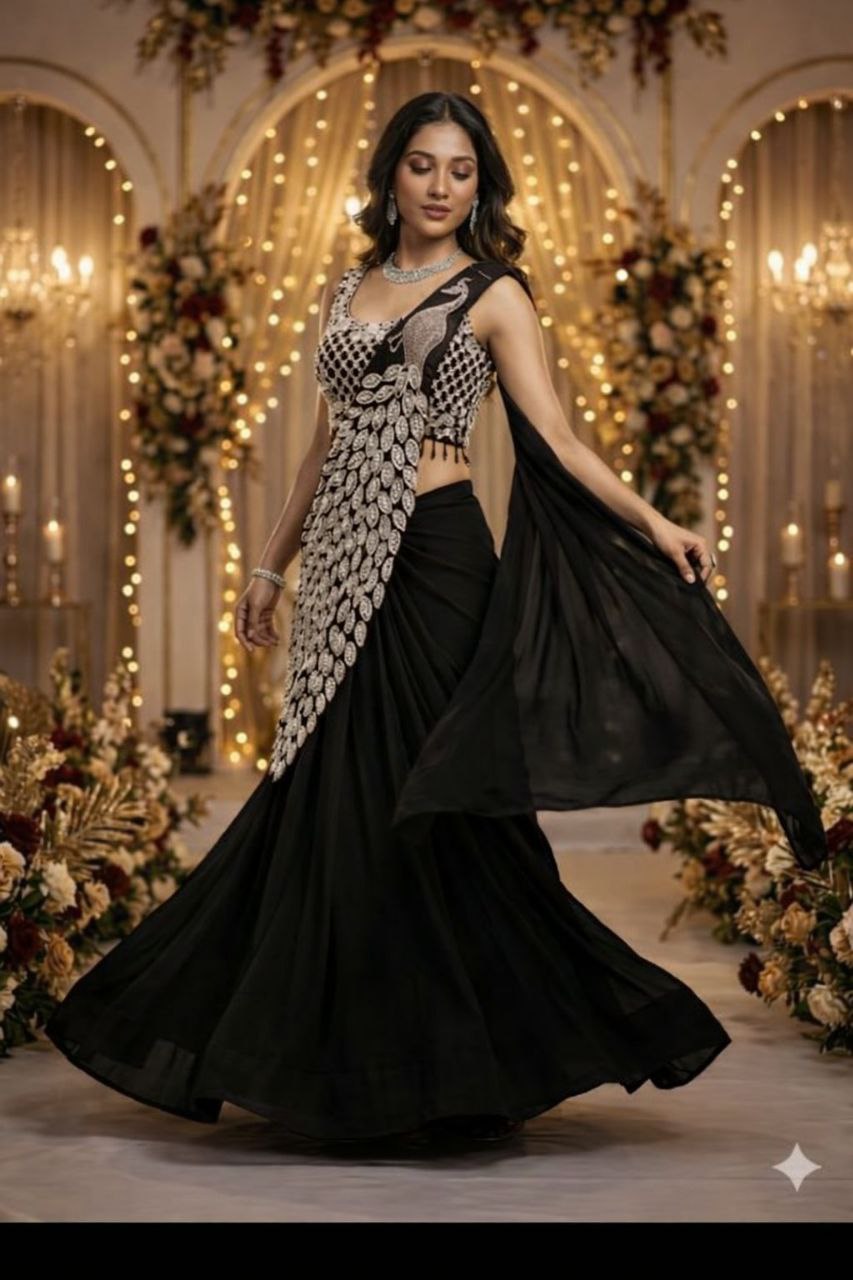 Premium Designer Ready-To-Wear Saree Collection with Heavy Mirror Work Blouse