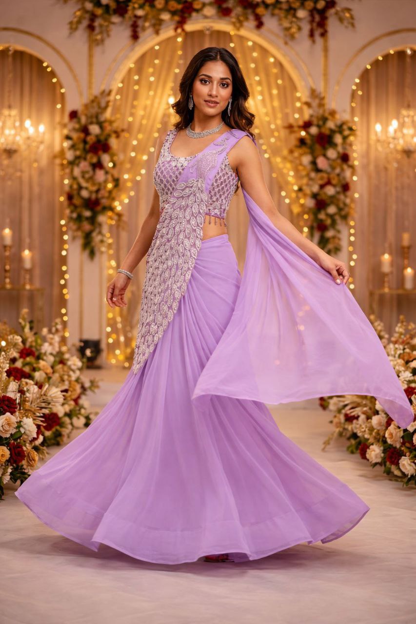 Premium Designer Ready-To-Wear Saree Collection with Heavy Mirror Work Blouse
