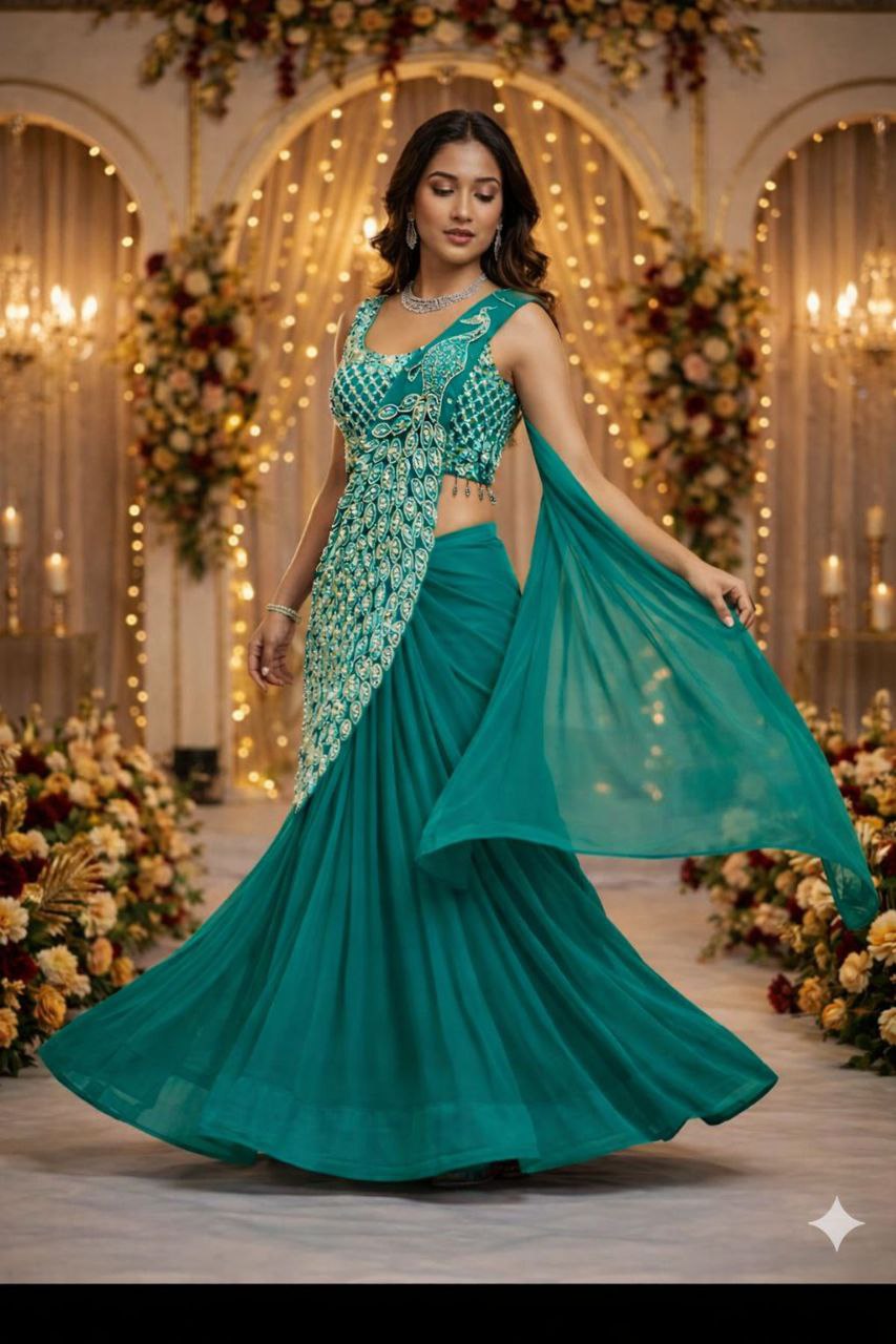 Premium Designer Ready-To-Wear Saree Collection with Heavy Mirror Work Blouse