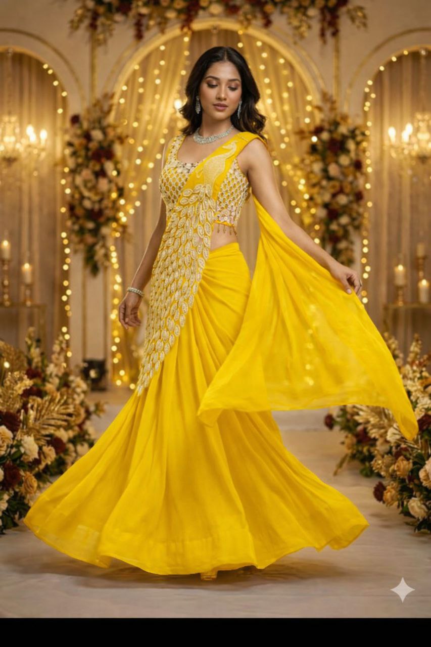 Premium Designer Ready-To-Wear Saree Collection with Heavy Mirror Work Blouse