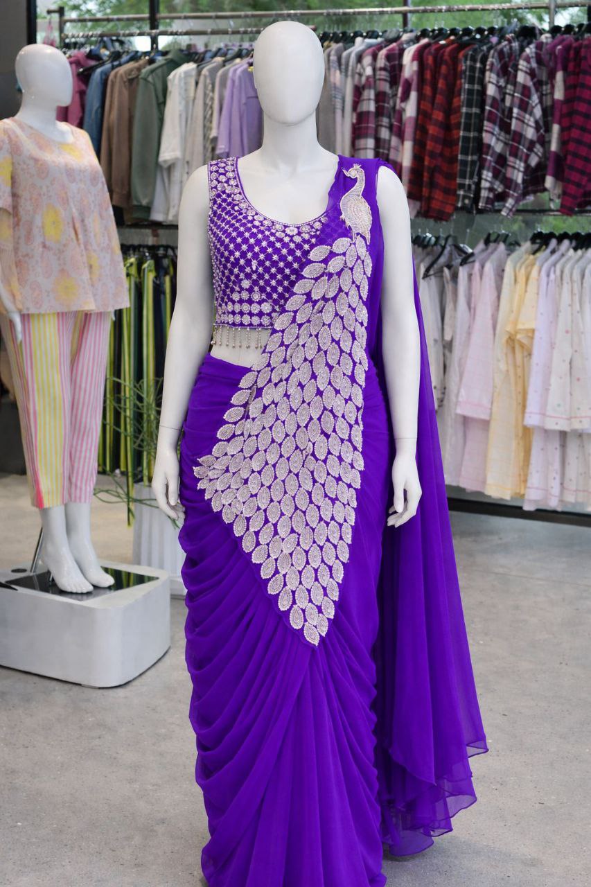 Premium Designer Ready-To-Wear Saree Collection with Heavy Mirror Work Blouse