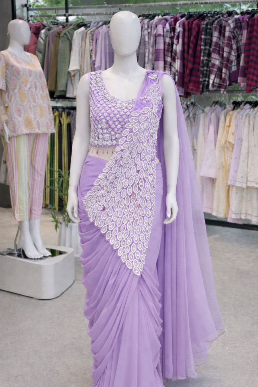 Premium Designer Ready-To-Wear Saree Collection with Heavy Mirror Work Blouse