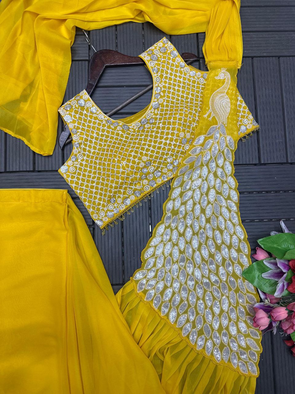 Premium Designer Ready-To-Wear Saree Collection with Heavy Mirror Work Blouse