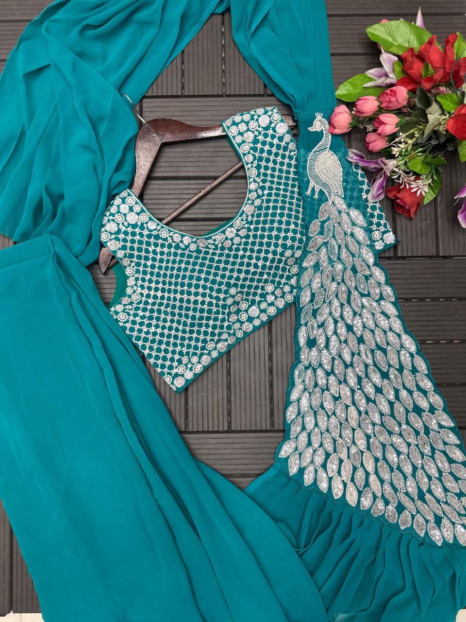Premium Designer Ready-To-Wear Saree Collection with Heavy Mirror Work Blouse