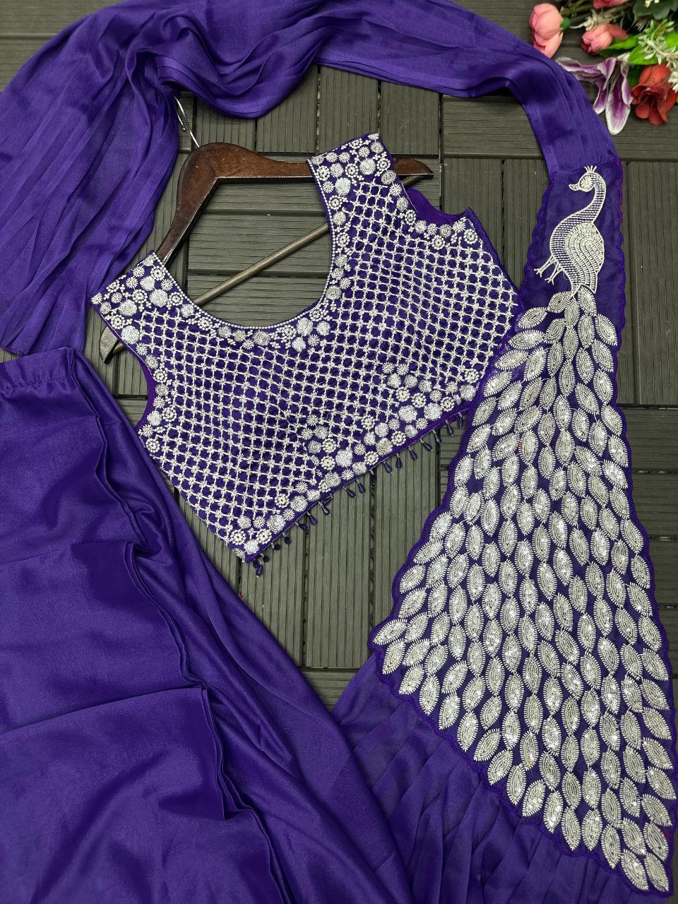 Premium Designer Ready-To-Wear Saree Collection with Heavy Mirror Work Blouse