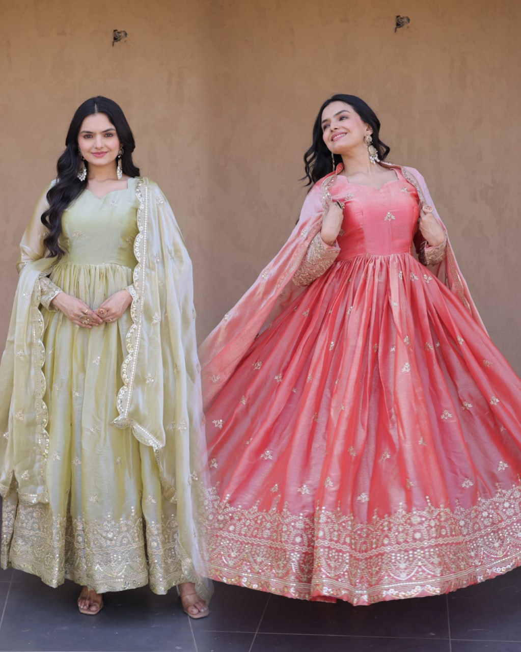 Women's Designer Anarkali Gown with Dupatta | Heavy Embroidery & Sequins Work | Wedding, Festive & Party Wear Ethnic Gown Set