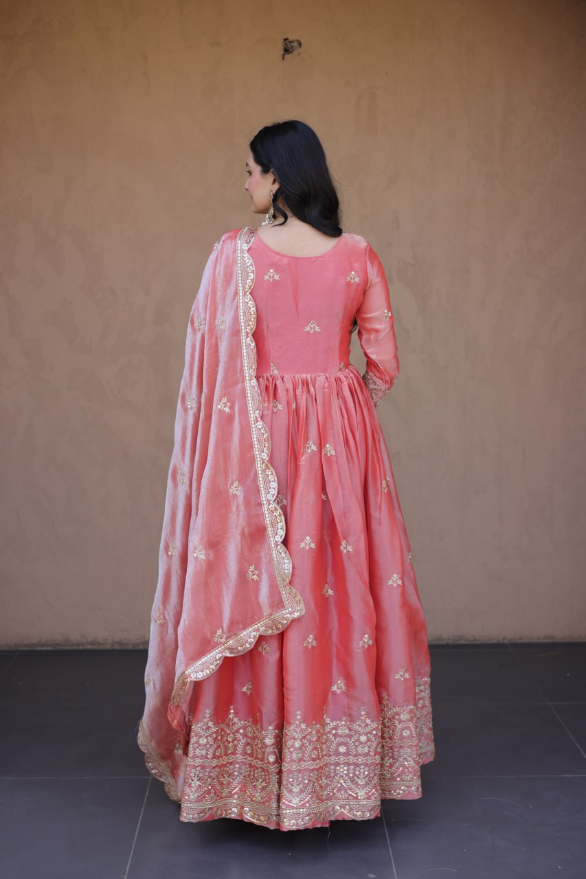 Women's Designer Anarkali Gown with Dupatta | Heavy Embroidery & Sequins Work | Wedding, Festive & Party Wear Ethnic Gown Set