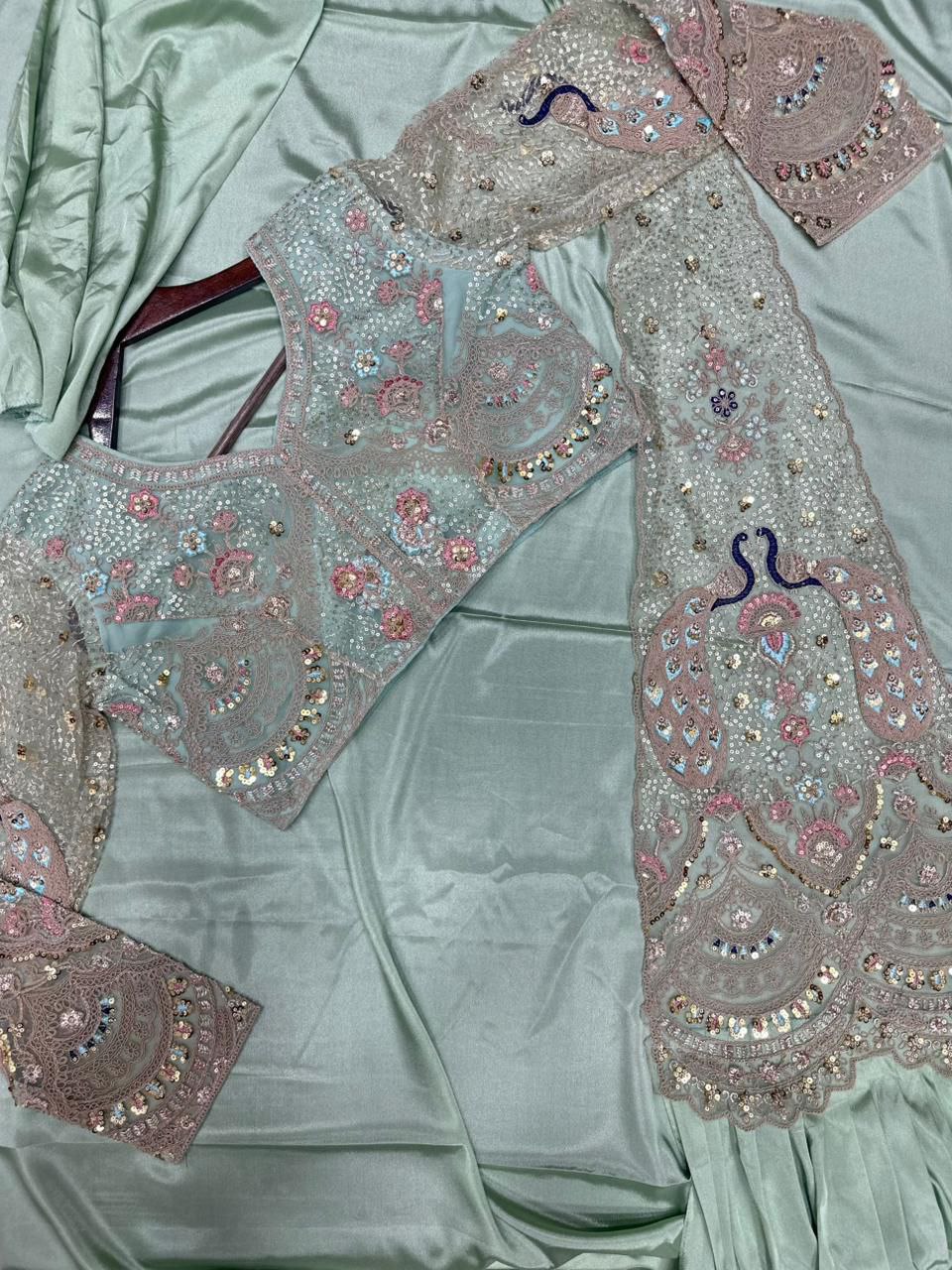 Premium Designer Ready-to-Wear Saree with Heavy Embroidery & Sequin Work – Hot Pink Party Wear Collection ✨💖