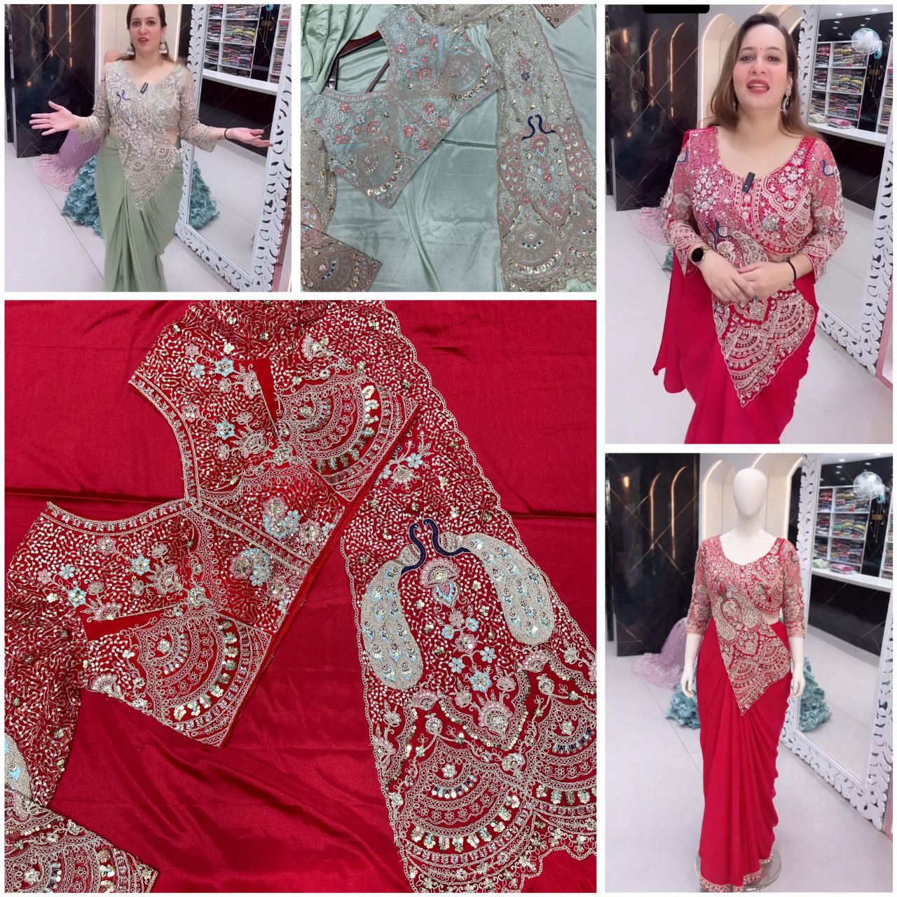 Premium Designer Ready-to-Wear Saree with Heavy Embroidery & Sequin Work – Hot Pink Party Wear Collection ✨💖