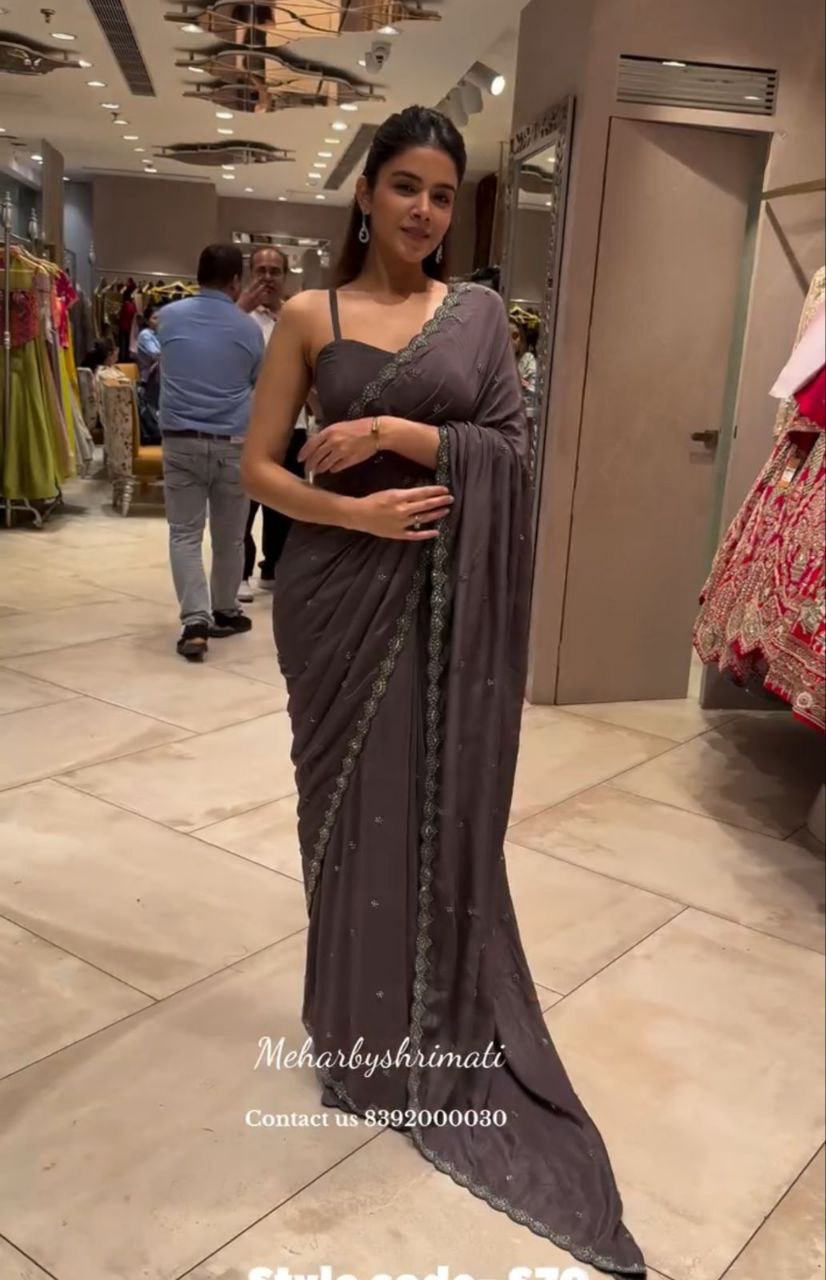 New Super Trending Party jacket with saree  Embroidery work saree