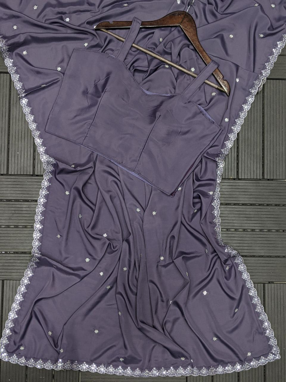 New Super Trending Party jacket with saree  Embroidery work saree