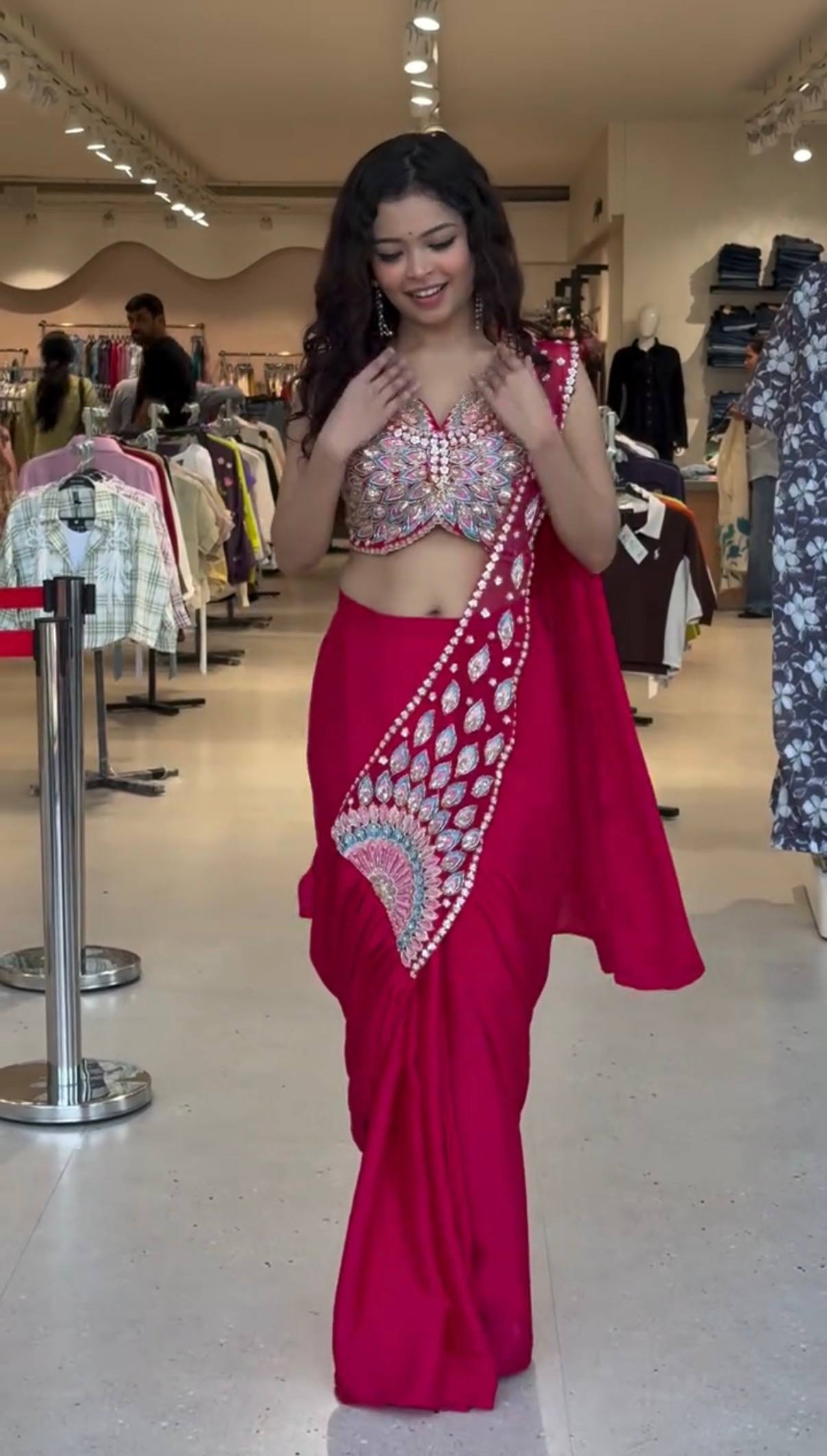 Designer Draped Saree Set with Statement Embroidered Blouse