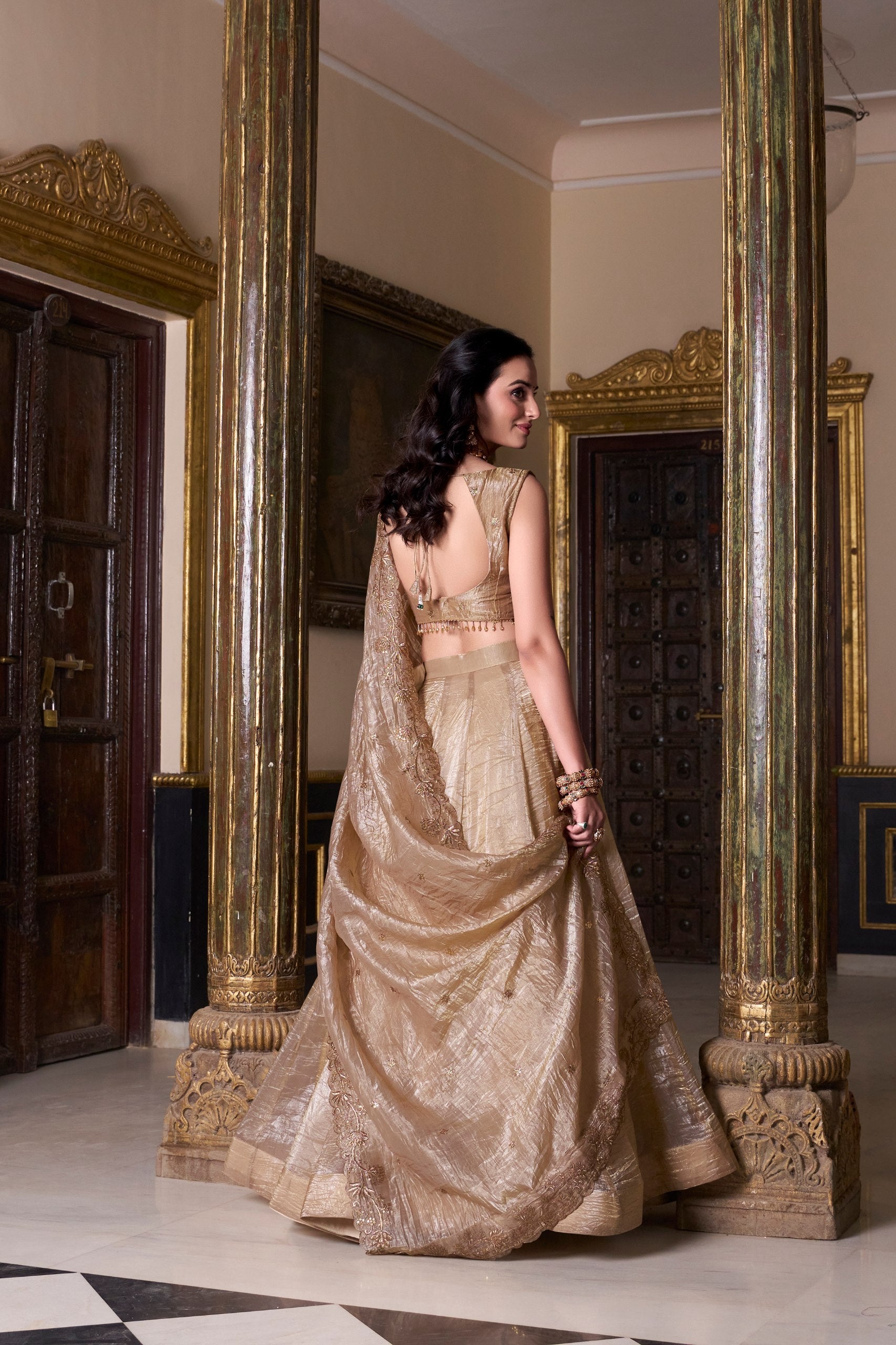 Luxury Golden Lehenga Choli with Dupatta – Designer Wedding Wear