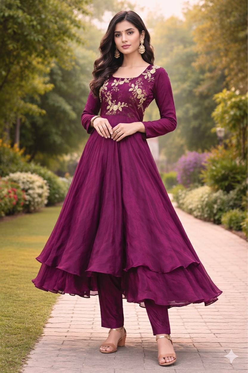 Heavy Designer Party Wear Look Gown-Dupatta and Bottom with Embroidery Sequence Work