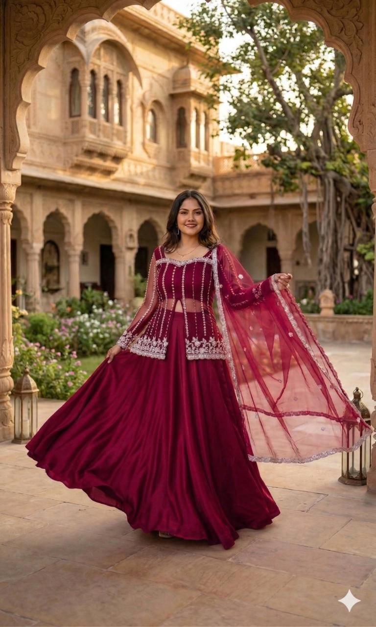 New Super Trending Party Wear Koti with Lehenga