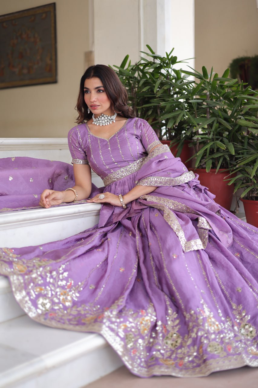 Premium Designer Sequins Embroidered Readymade Lehenga choli Set