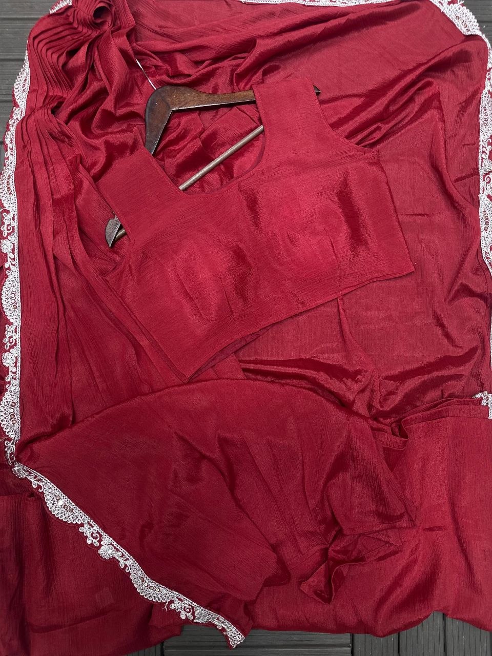 New Super Trending Embroidery Sequence work ready to wear saree with full koti