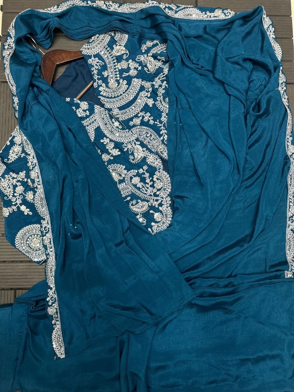 New Super Trending Embroidery Sequence work ready to wear saree with full koti