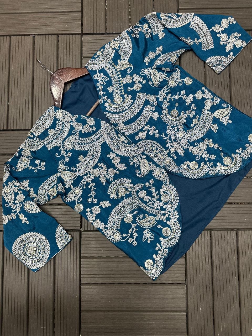 New Super Trending Embroidery Sequence work ready to wear saree with full koti