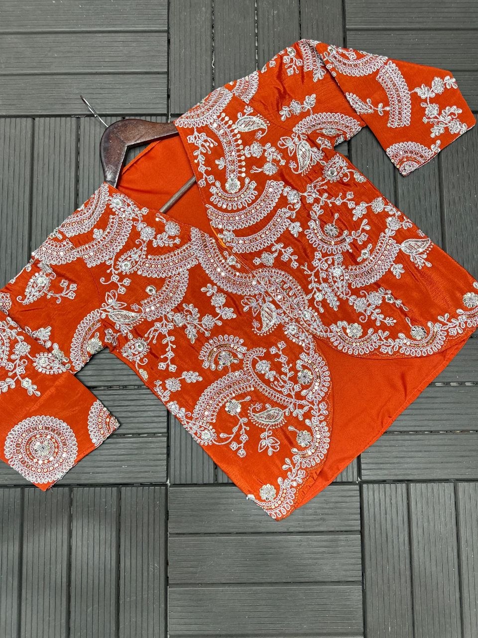New Super Trending Embroidery Sequence work ready to wear saree with full koti