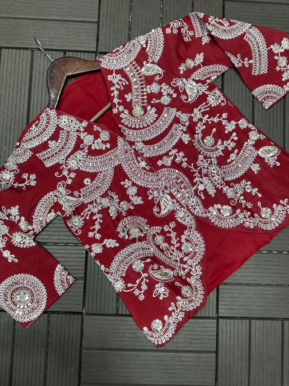 New Super Trending Embroidery Sequence work ready to wear saree with full koti