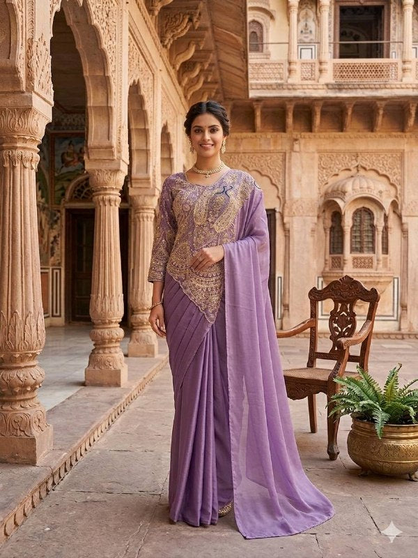 Designer Ready-to-Wear Saree with Heavy Embroidered Blouse – Premium Wedding & Party Wear