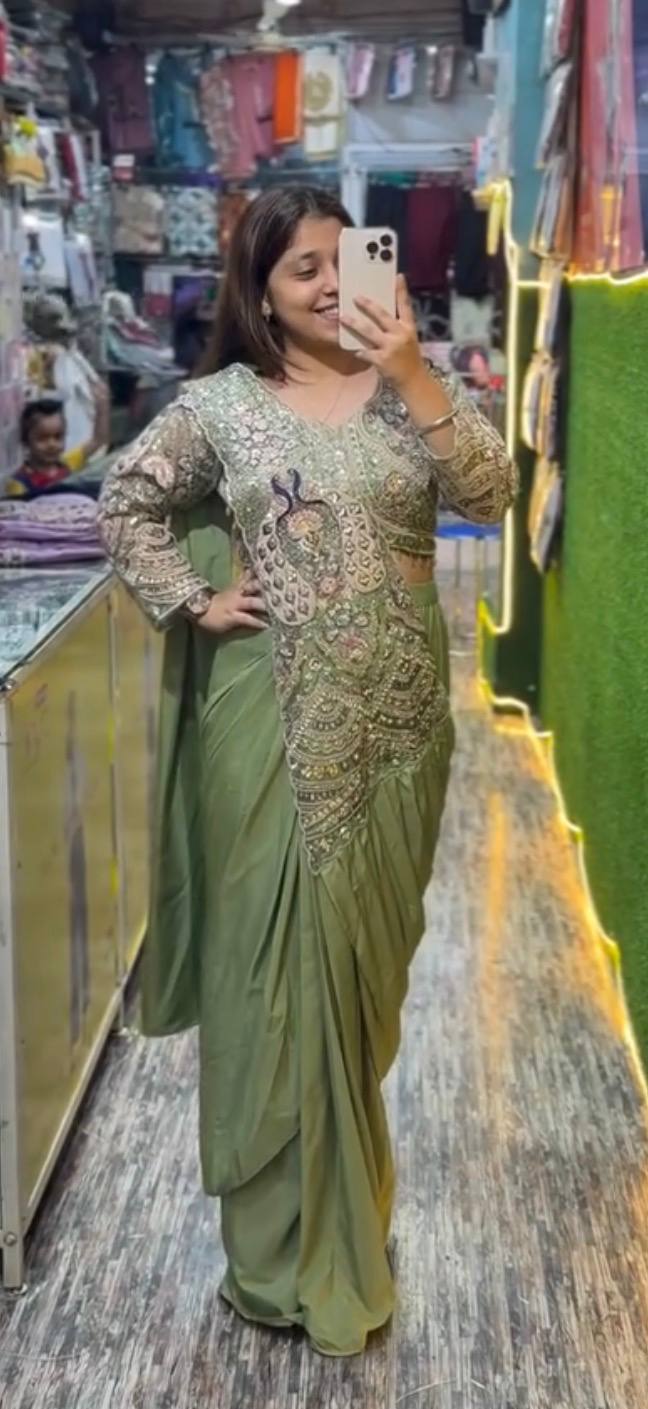 Designer Ready-to-Wear Saree with Heavy Embroidered Blouse – Premium Wedding & Party Wear