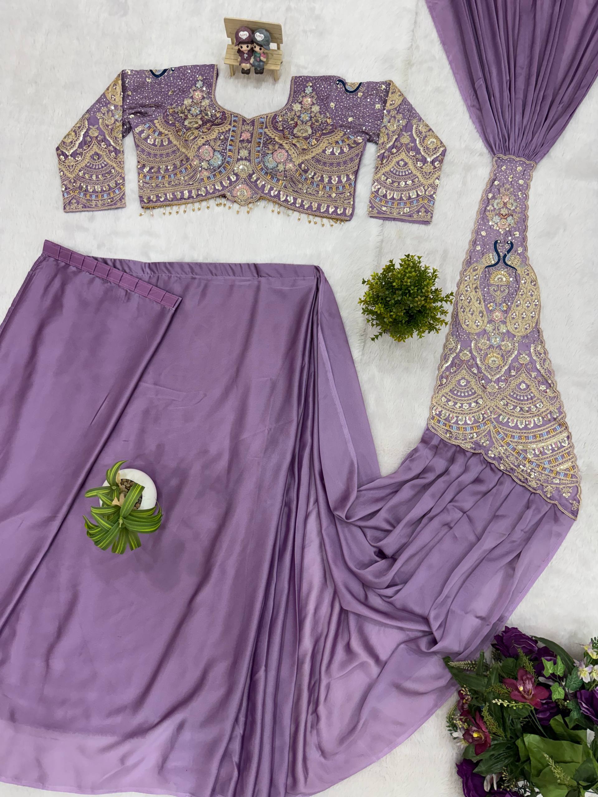 Designer Ready-to-Wear Saree with Heavy Embroidered Blouse – Premium Wedding & Party Wear