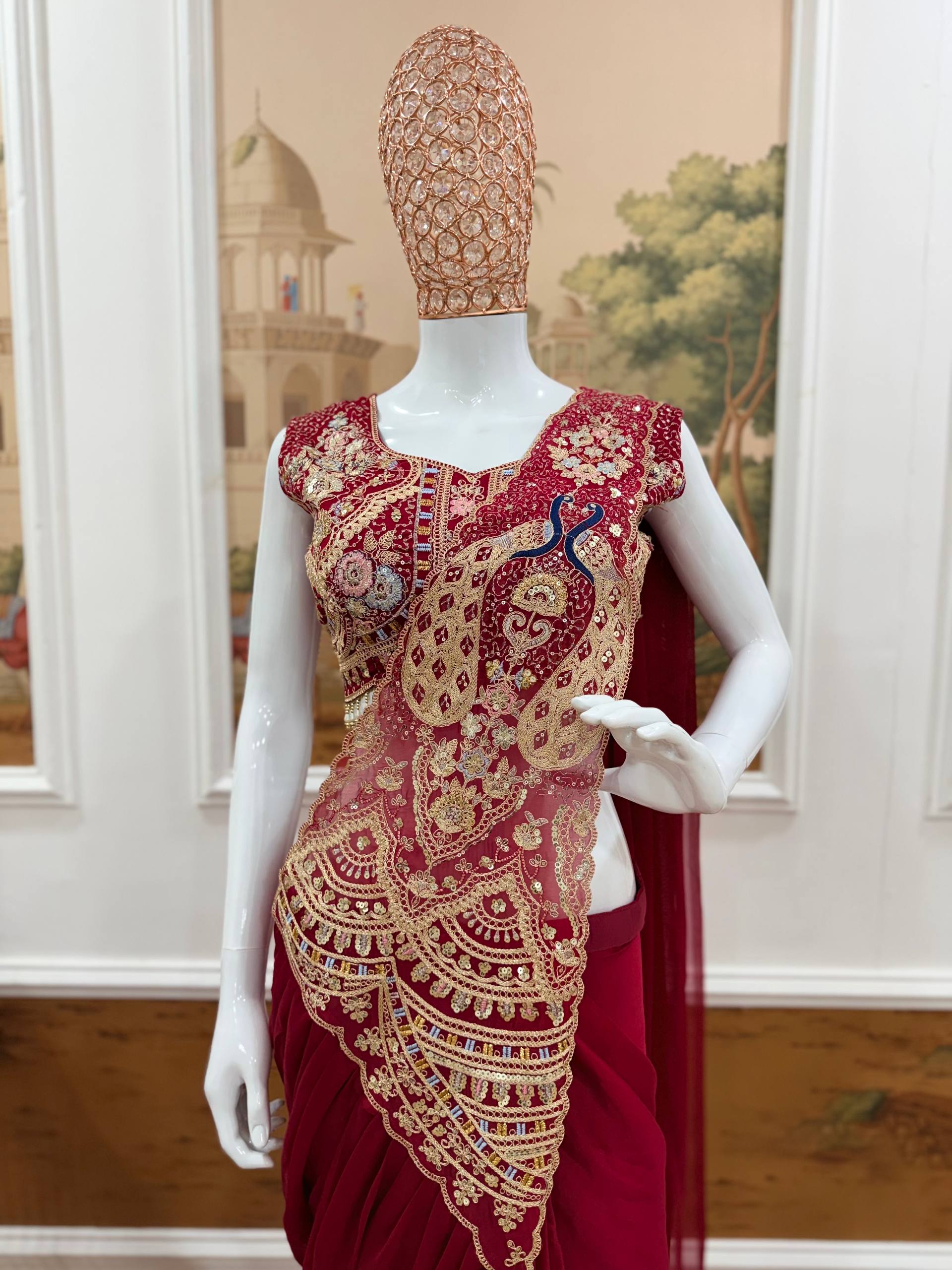 Designer Ready-to-Wear Saree with Heavy Embroidered Blouse – Premium Wedding & Party Wear