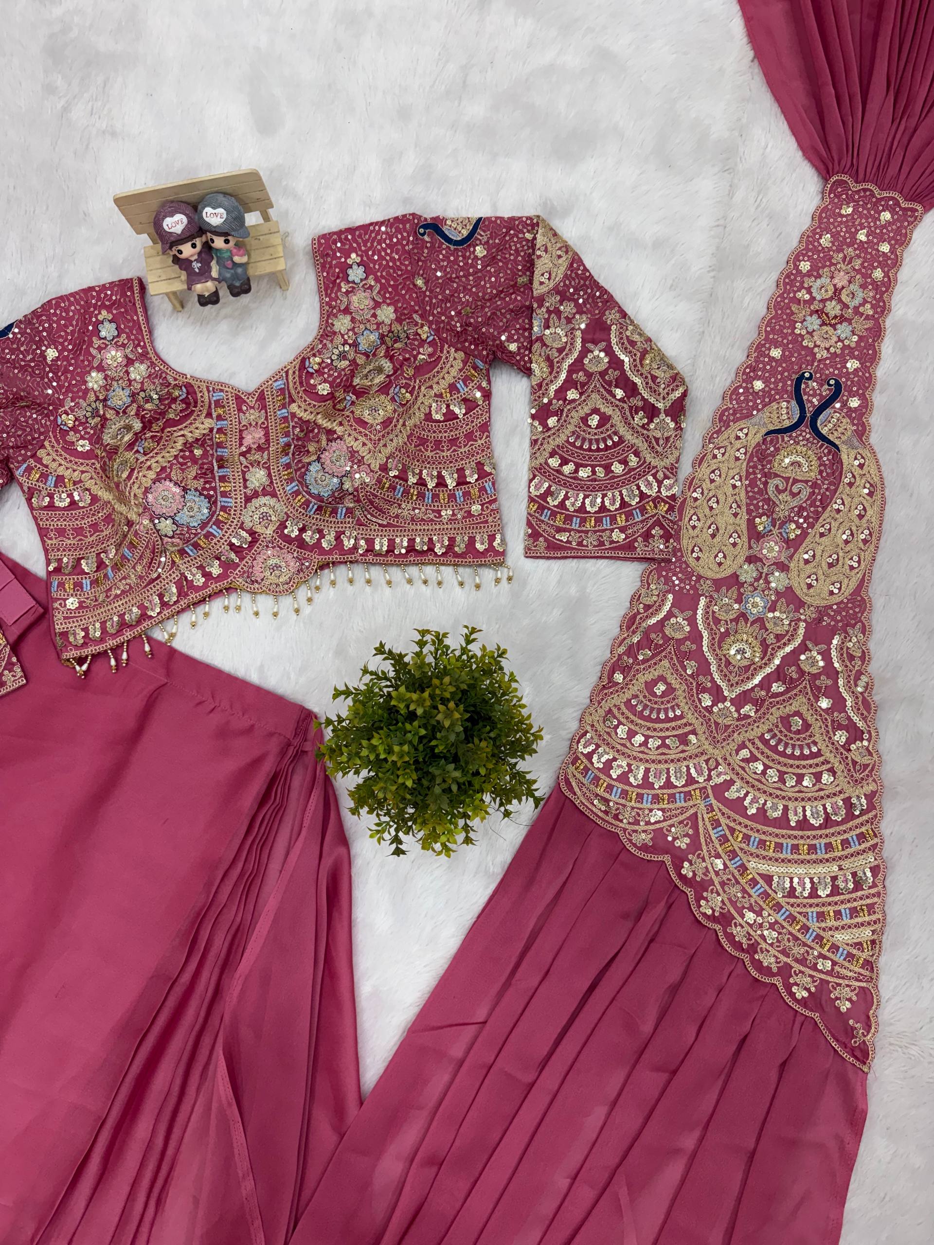 Designer Ready-to-Wear Saree with Heavy Embroidered Blouse – Premium Wedding & Party Wear