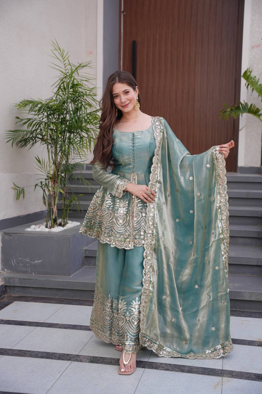 Designer Kurta Palazzo Set for Women | Embroidered Ethnic Wear Collection with Dupatta | Festive & Party Wear