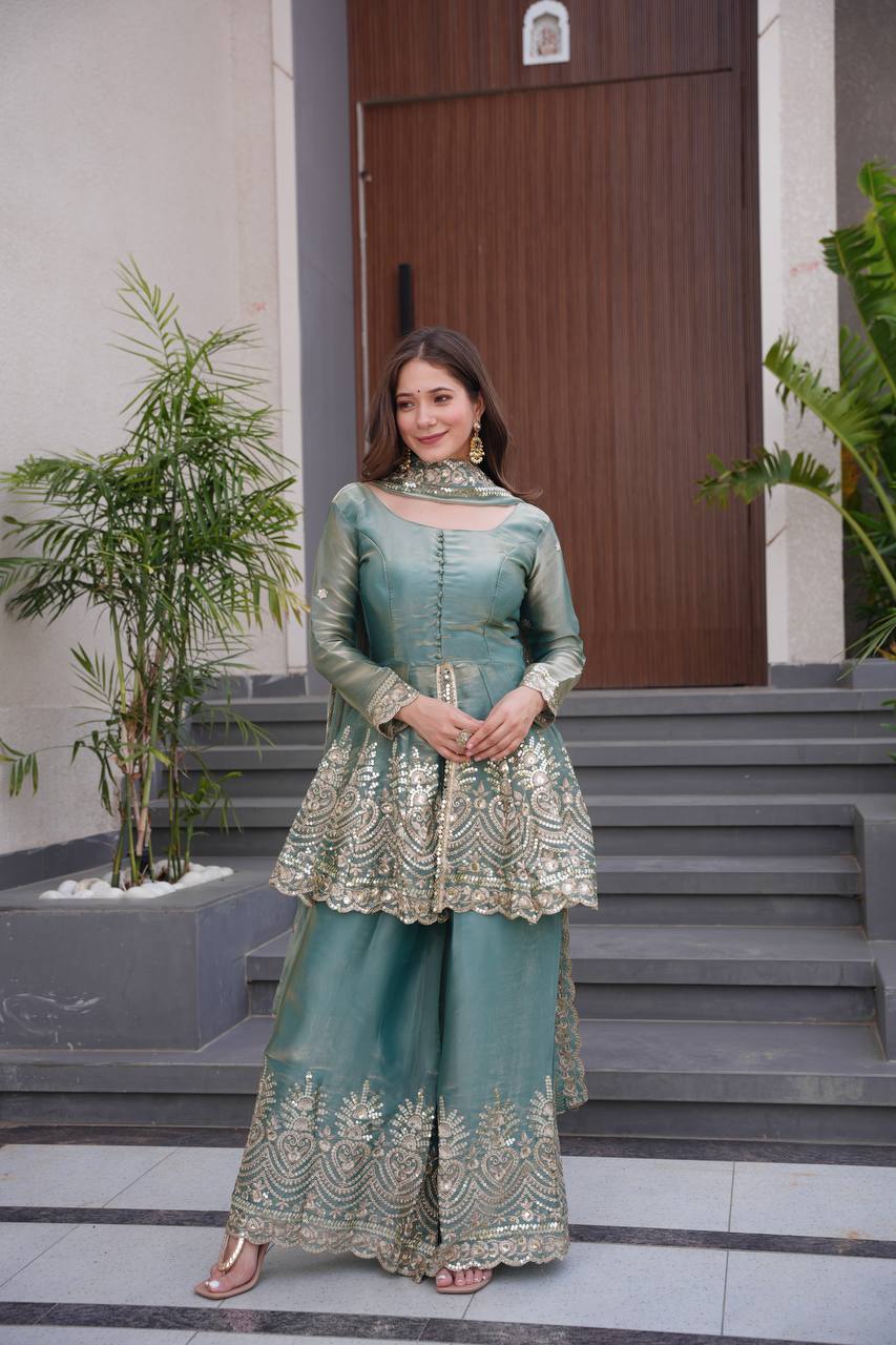 Designer Kurta Palazzo Set for Women | Embroidered Ethnic Wear Collection with Dupatta | Festive & Party Wear