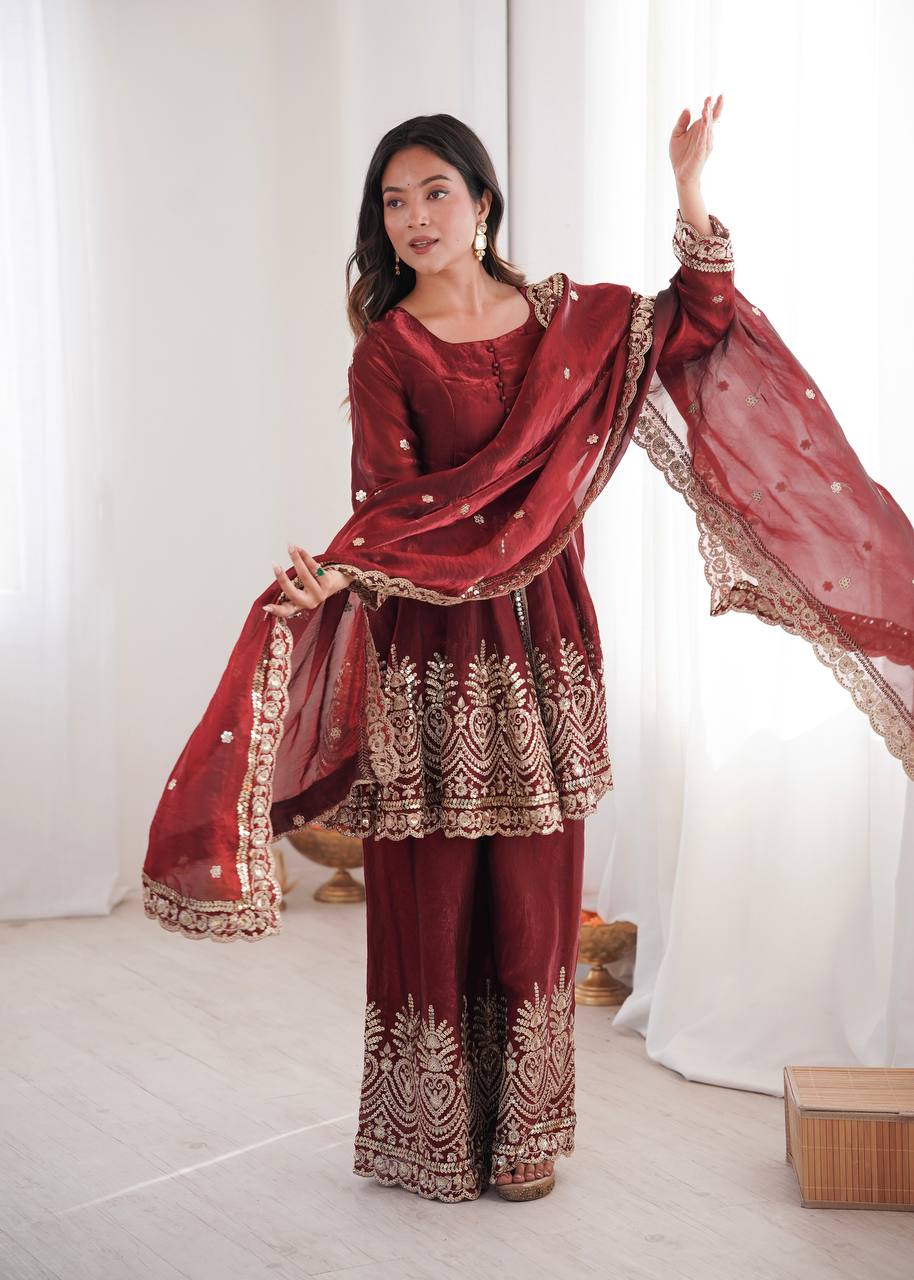 Designer Kurta Palazzo Set for Women | Embroidered Ethnic Wear Collection with Dupatta | Festive & Party Wear