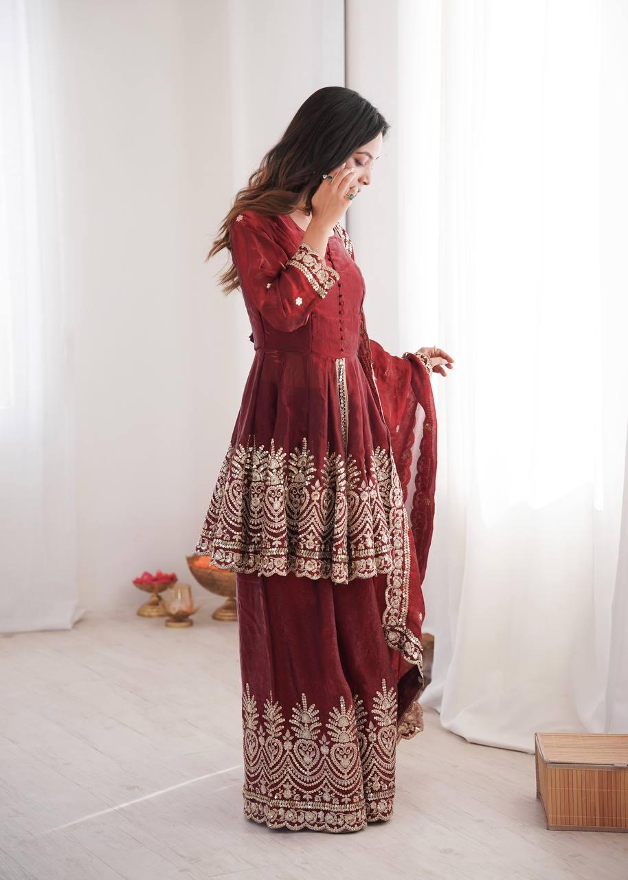 Designer Kurta Palazzo Set for Women | Embroidered Ethnic Wear Collection with Dupatta | Festive & Party Wear