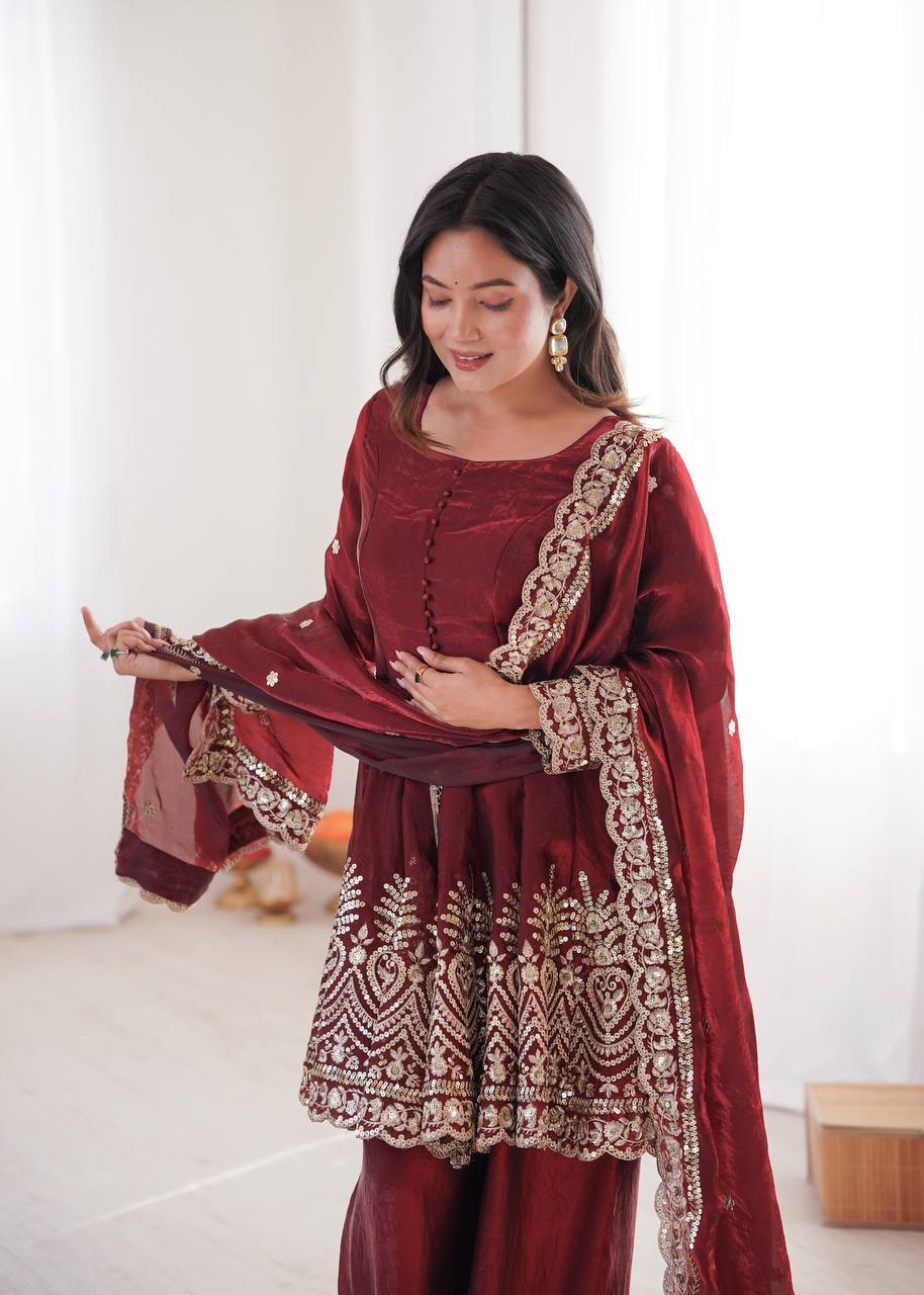 Designer Kurta Palazzo Set for Women | Embroidered Ethnic Wear Collection with Dupatta | Festive & Party Wear