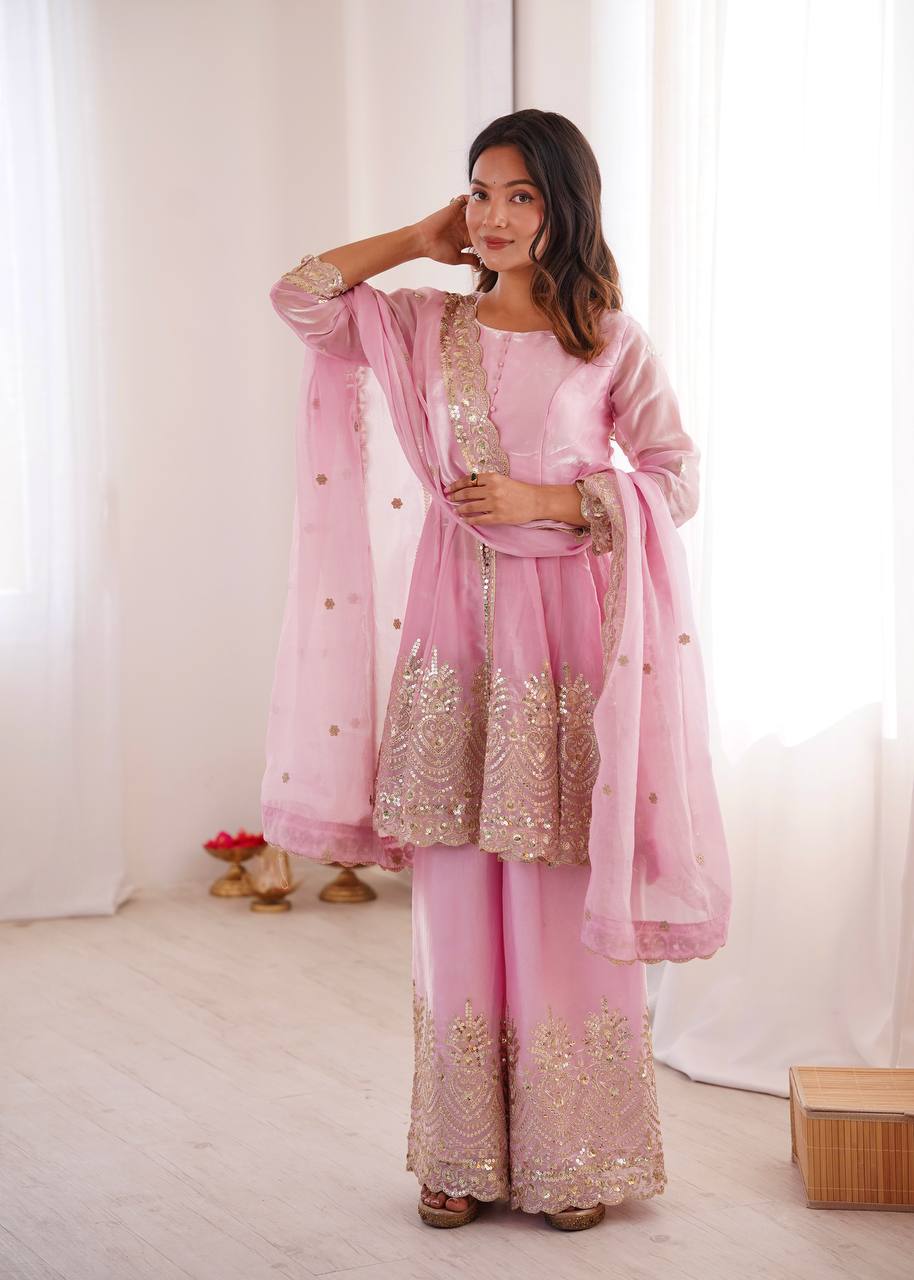 Designer Kurta Palazzo Set for Women | Embroidered Ethnic Wear Collection with Dupatta | Festive & Party Wear