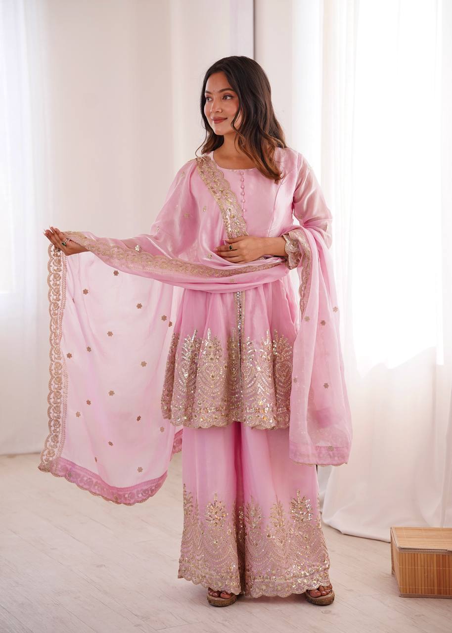 Designer Kurta Palazzo Set for Women | Embroidered Ethnic Wear Collection with Dupatta | Festive & Party Wear