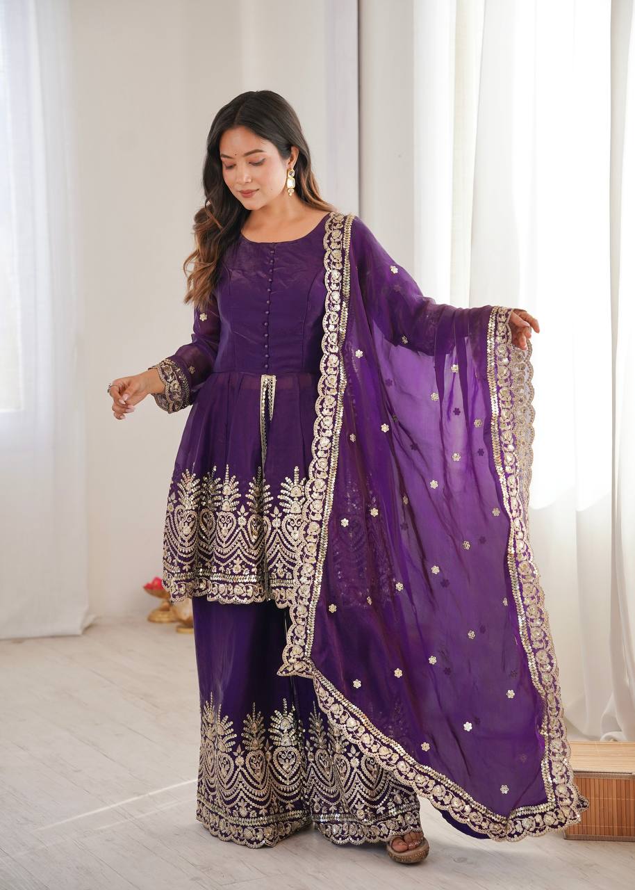 Designer Kurta Palazzo Set for Women | Embroidered Ethnic Wear Collection with Dupatta | Festive & Party Wear
