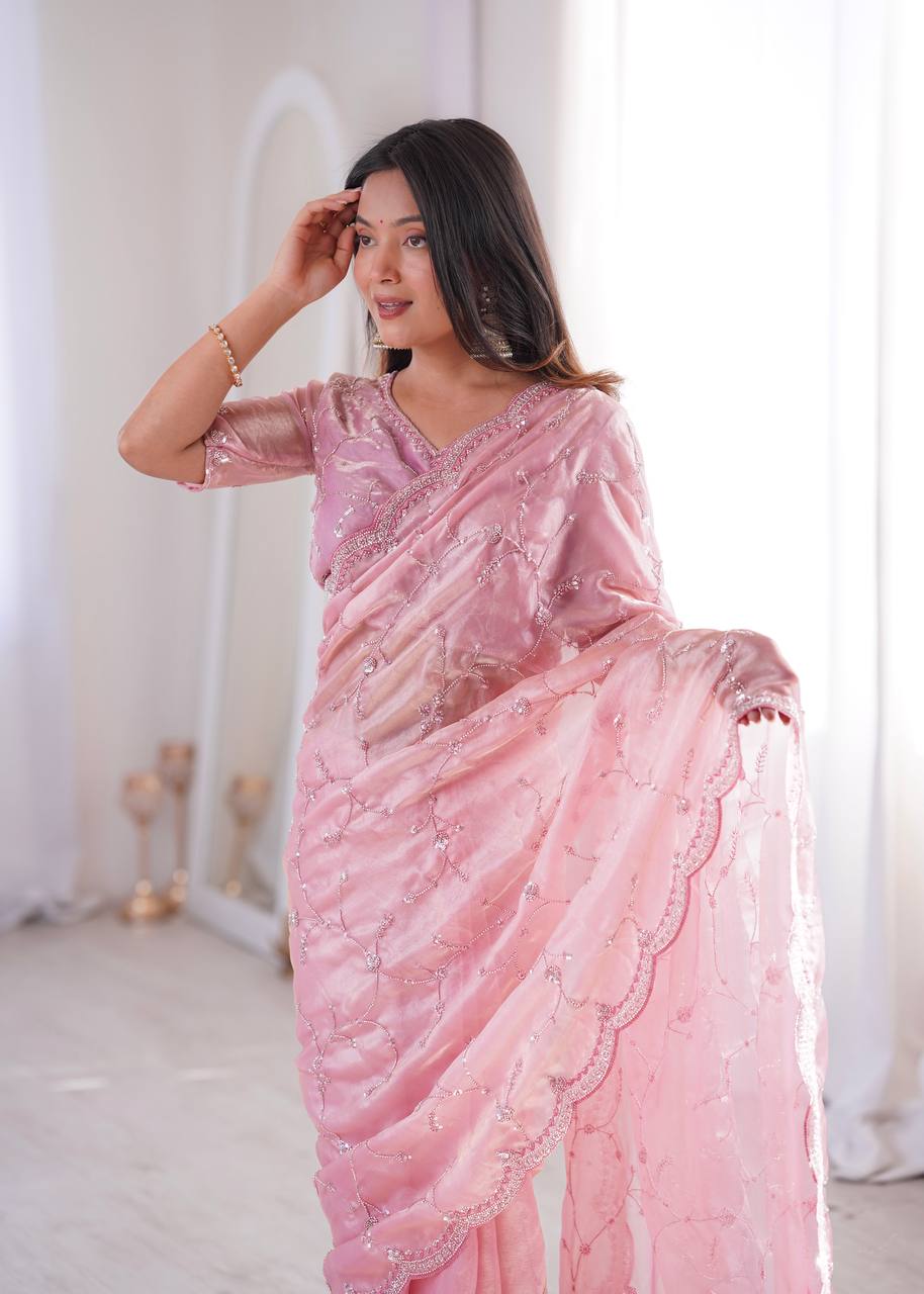 Designer Embroidered Saree for Women | Party Wear Lightweight Saree with Elegant Border | Festive & Wedding Collection